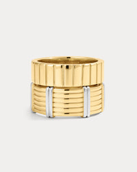 The Luv Aj Luna Bezel Ring Set in gold on white background View 1