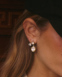 The Luv Aj Marais Drop Studs in Gold on Model  View 3