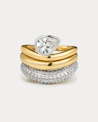 The Luv Aj Marais Wave Ring Set in Gold on white background View 1