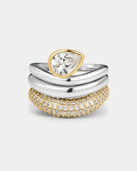 The Luv Aj Marais Wave Ring Set in Silver on white background View 1