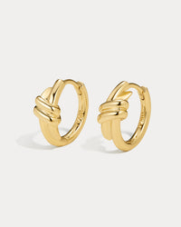 The Luv Aj Margaux Knot Hoops in Gold on white background View 1