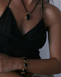 The Luv Aj Midnight Mesa Beaded Bracelet in Gold on Model  View 2