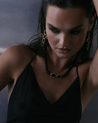 The Luv Aj Midnight Mesa Beaded Necklace in Gold on Model  View 3