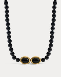The Luv Aj Midnight Mesa Beaded Necklace in Gold on white background View 1