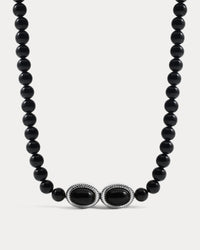 The Luv Aj Midnight Mesa Beaded Necklace in Silver on white background View 1