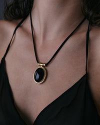 The Luv Aj Midnight Mesa Cord Necklace in Gold on Model  View 2