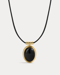 The Luv Aj Midnight Mesa Cord Necklace in Gold on white background View 1