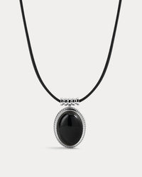 The Luv Aj Midnight Mesa Cord Necklace in Silver on white background View 1