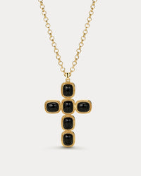 The Midnight Mesa Cross Necklace in Gold on white background View 1