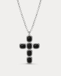The Luv Aj Midnight Mesa Cross Necklace in Silver on white background View 1