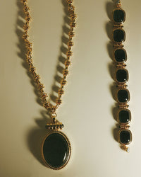 The Luv Aj Midnight Mesa Pendant Necklace in Gold on flat background View 4