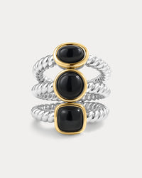 The Luv Aj Midnight Mesa Ring Set in Silver on white background View 1
