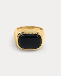 The Luv Aj Midnight Mesa Signet Ring in Gold on white background View 1