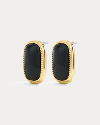 The Luv Aj Midnight Mesa Statement Studs in Gold on White Background View 1