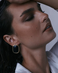 The Luv Aj Midnight Mesa Statement Studs in Silver on model View 2