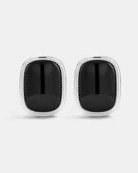 The Luv Aj Midnight Mesa Statement Studs In Silver on White Background View 1