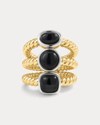 The Luv Aj Midnight Mesa Ring Set in Gold on white background View 1