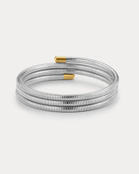 The Luv Aj Mini Palais Flex Snake Chain Bracelet Set in Silver on white background View 1