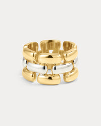 The Luv Aj Noir Link Ring in Gold on white background View 1