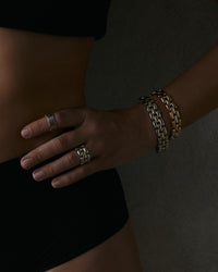 The Luv Aj Noir Link Ring in Silver on Models Hand View 3