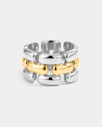 The Luv Aj Noir Link Ring in Silver on white background View 1