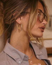 The Luv Aj Palais Eternity Hoops in Gold on Model  View 4