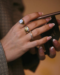 The Luv Aj Palais Eternity Ring in Silver on Model's ring finger View 5
