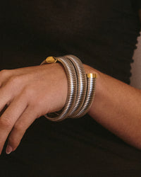 The Luv Aj Palais Flex Snake Chain Bracelet in Silver on Model  View 3