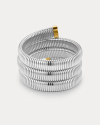 The Luv Aj Palais Flex Snake Chain Bracelet in Silver on White Background View 1