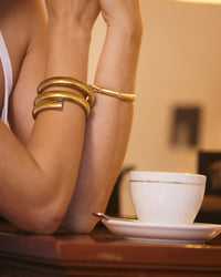 The Luv Aj Palais Snake Chain Bracelet in Gold on Model  View 2