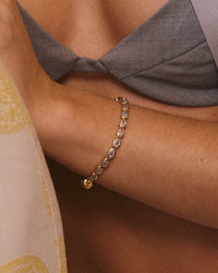 The Luv Aj Palais Tennis Bracelet in gold on Model's wrist View 3