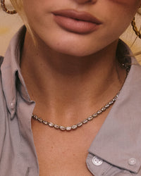 The Luv Aj Palais Tennis Necklace in gold on Model  View 4