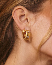 The Luv Aj Pave Georgia Ridged Hoops in Gold on Model View 4