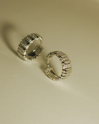 The Luv Aj Pave Marbella Ridged Hoops in Silver View 3
