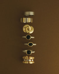 The Luv Aj Midnight Mesa Rings on Brown Background View 4