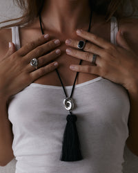 The Solstice Knot Tassle Necklace-Silver view 2
