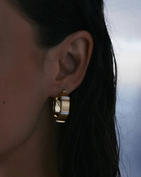 The Luv Aj Two Tone Sierra Bar Hoops in gold on model View 2