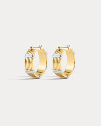 The Luv Aj Two Tone Sierra Bar Hoops in gold on white background View 1