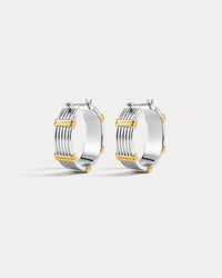 The Luv Aj Two Tone Sierra Bar Hoops in silver on a white background View 1