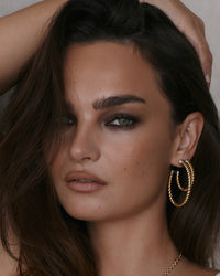 The Luv Aj XL Sierra Rope Hoops In Gold on Model  View 4