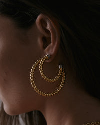The Luv Aj XL Sierra Rope Hoops and Sierra Rope Hoops in Gold on Model View 4