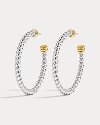 The Luv Aj XL Sierra Rope Hoops in Silver on white background View 1