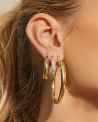 Pave Baby Amalfi Hoops- Gold (Ships Mid November) View 5