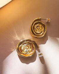 Rosette Coil Earrings- Gold View 4