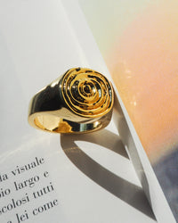 Rosette Coil Signet Ring- Silver View 3