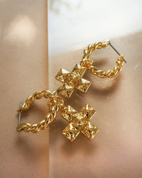 Molten Cross Twisted Hoops- Silver View 3