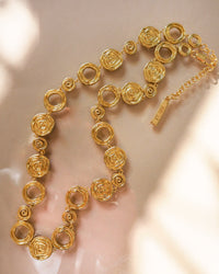 Rosette Coil Link Necklace- Gold View 3