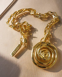 Rosette Coil Pendant Necklace- Gold (Ships Late January) View 3