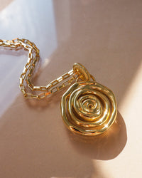 Rosette Coil Pendant Necklace- Gold (Ships Late January) View 4