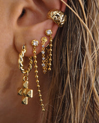 Molten Cross Twisted Hoops- Silver view 2